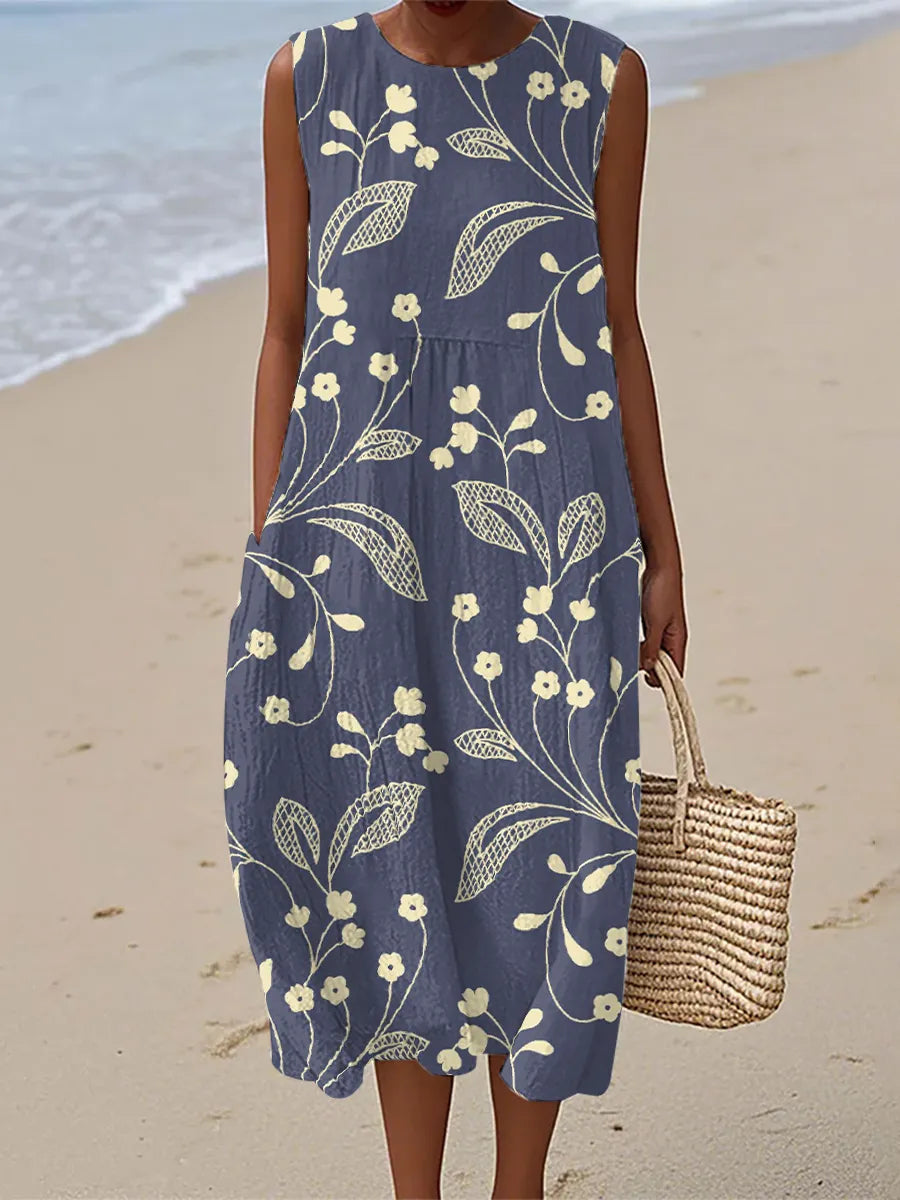 Stella | Vintage Floral Sleeveless Midi Dress Local Neighbours Sedona