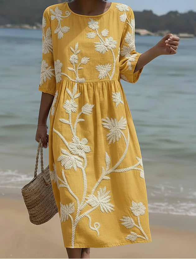 Yassy | Plant & Flower Print Midi Dress Avery & Maren