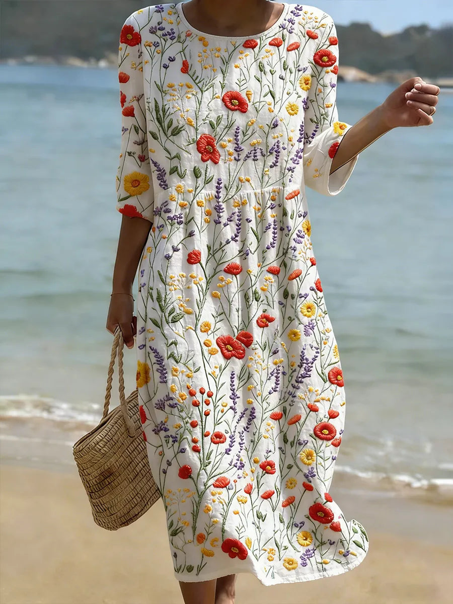 Christina | Floral Print Round Neck Maxi Dress Avery & Maren