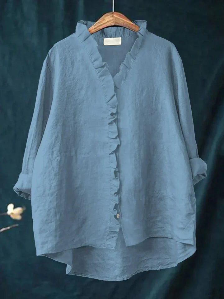 Marja | Cotton and Linen Blouse with Ruffles