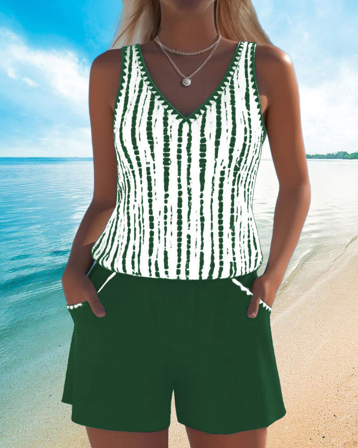 Mia™ | Casual Two Piece Printed V-Neck Swimsuit with Pockets Local Neighbours Sedona