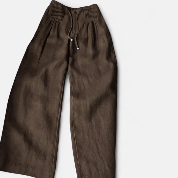 Camille | Wide-leg Pants in Cotton and Linen Blend
