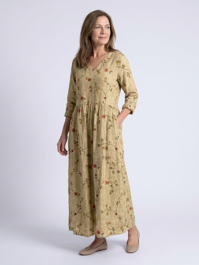 Marina | Floral V Neck Three Quarter Sleeve Maxi Dress Local Neighbours Sedona