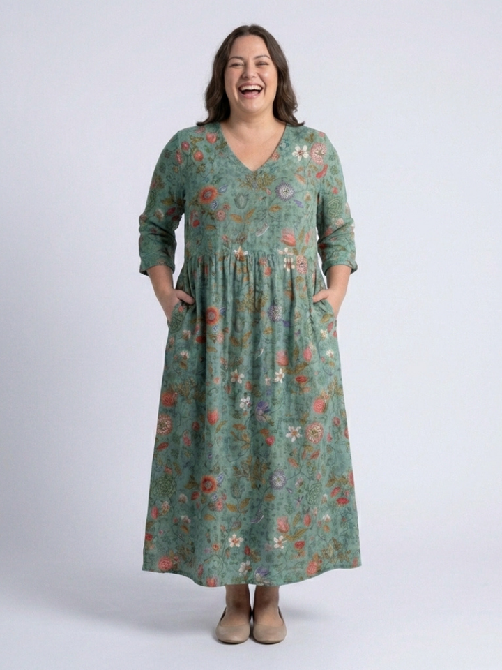 Marina | Floral V Neck Three Quarter Sleeve Maxi Dress Local Neighbours Sedona