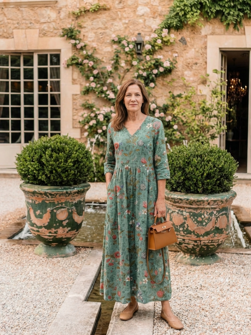 Marina | Floral V Neck Three Quarter Sleeve Maxi Dress Local Neighbours Sedona