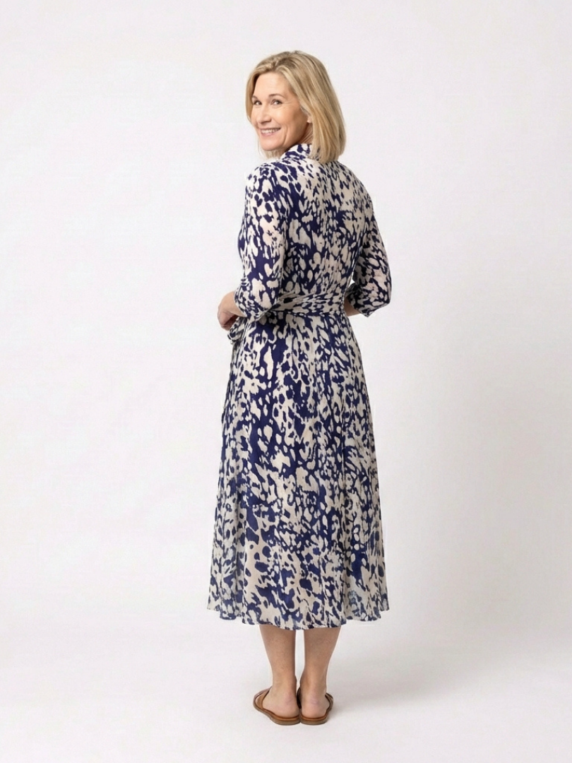 Oriana | Collared Long Sleeve Waist Tie Midi Dress Local Neighbours Sedona