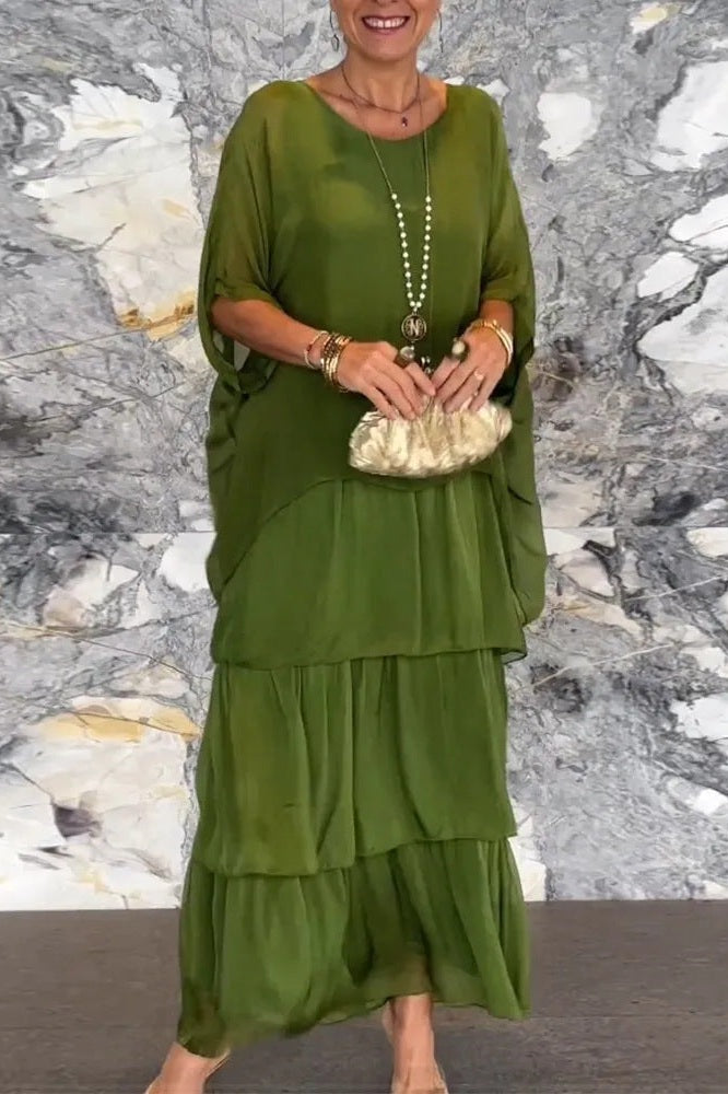 Nora Layered Dress - Olive Green Local Neighbours Sedona