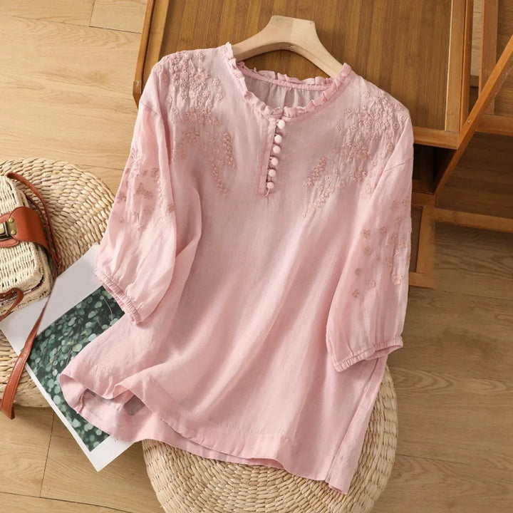 Suzanne™ | Floral Button-Front Blouse Local Neighbours Sedona