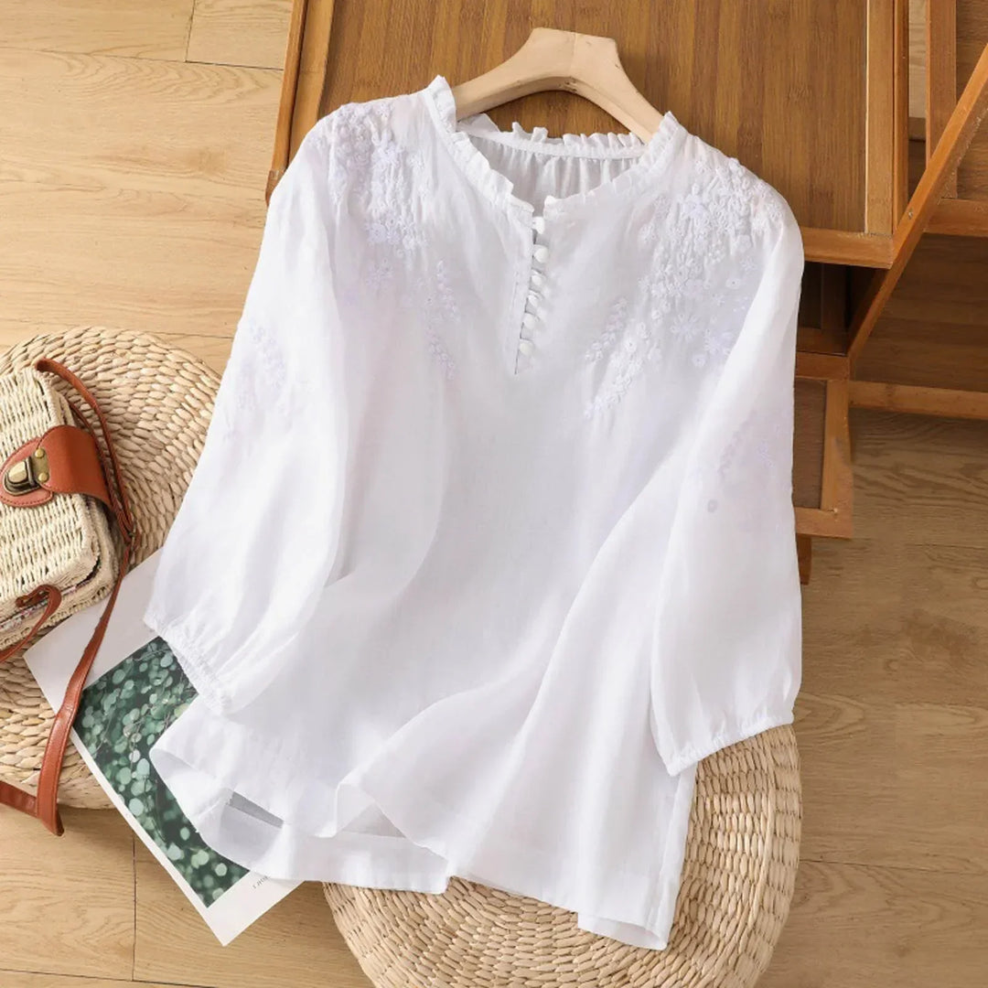Suzanne™ | Floral Button-Front Blouse Local Neighbours Sedona