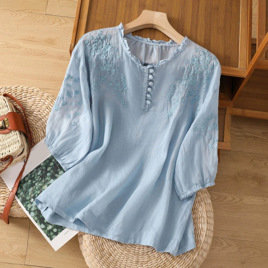 Suzanne™ | Floral Button-Front Blouse Local Neighbours Sedona