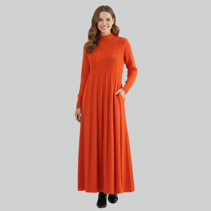 Sorella | Over-Knee Knitted Dress Coat with Tummy-Covering Skirt