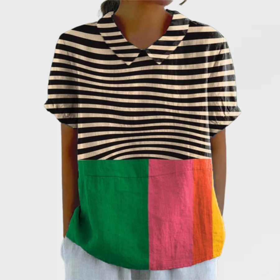 Wren | Bold Stripes and Color Block Shirt