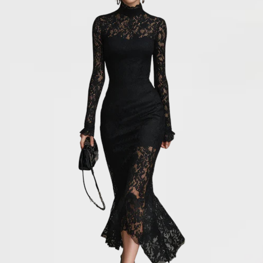 Monica | Elegant Lace Fishtail Maxi Dress