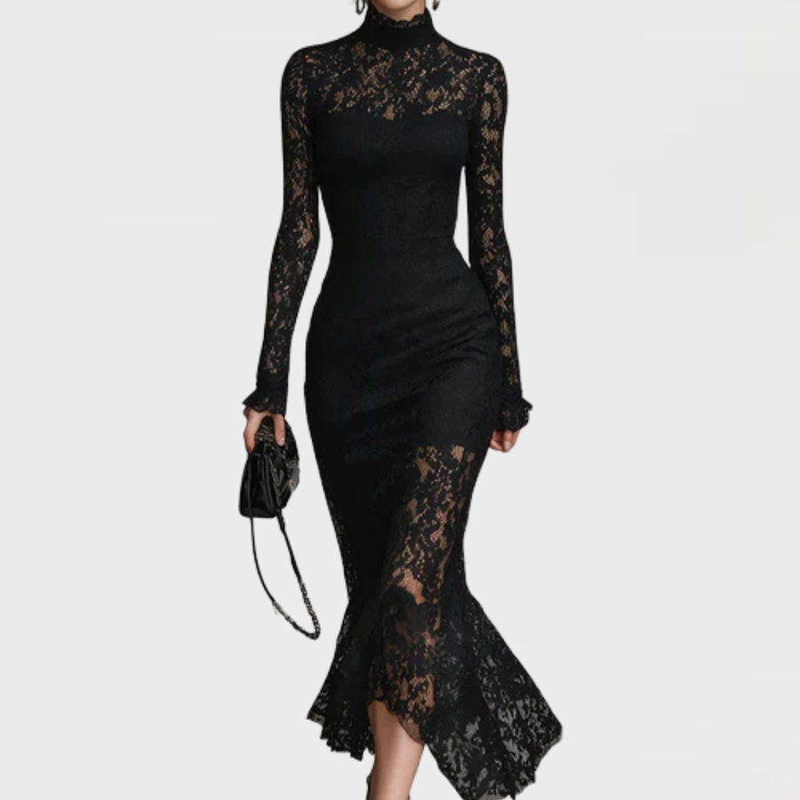 Monica | Elegant Lace Fishtail Maxi Dress