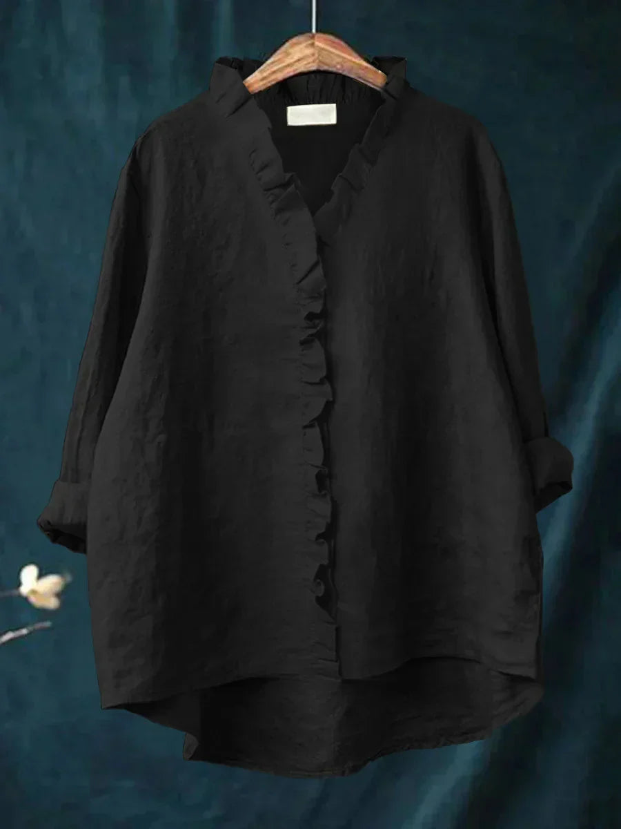 Marja | Cotton and Linen Blouse with Ruffles