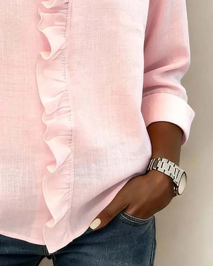 Indie | Blouse with Ruffles, V-Neck and Long Sleeves Local Neighbours Sedona