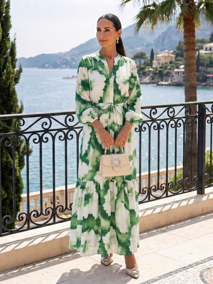 Sabine | Long Sleeve Tie Waist Tiered Maxi Dress Local Neighbours Sedona