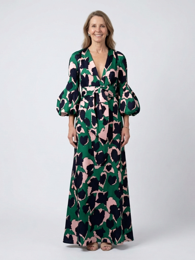 Isolde | V Neck Tie Waist Long Sleeve Maxi Dress Local Neighbours Sedona