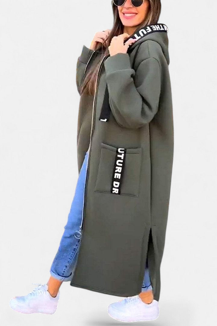 Elegant Long Coat with Hood