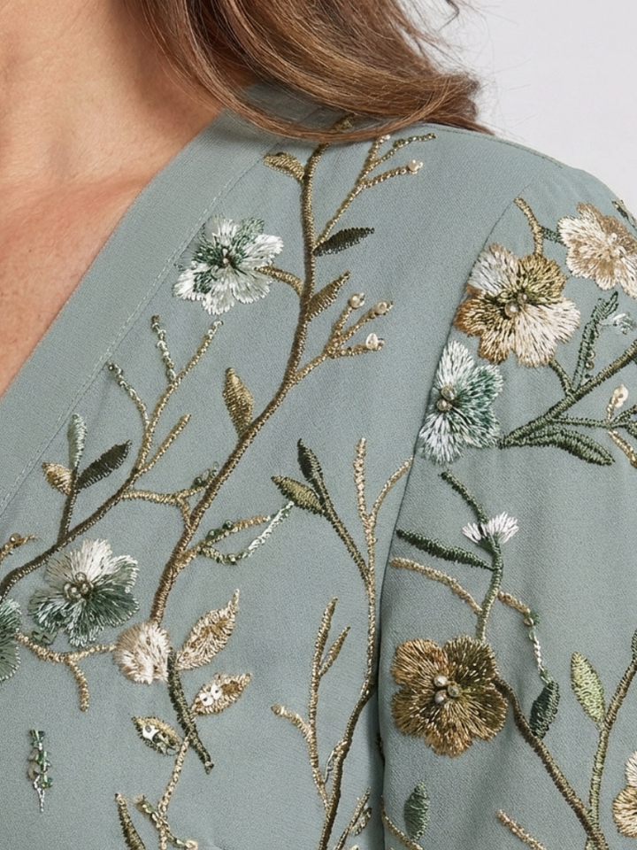Evadne | Embroidered V Neck Maxi Dress Local Neighbours Sedona