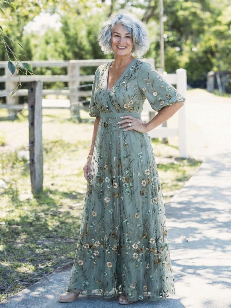 Evadne | Embroidered V Neck Maxi Dress Local Neighbours Sedona