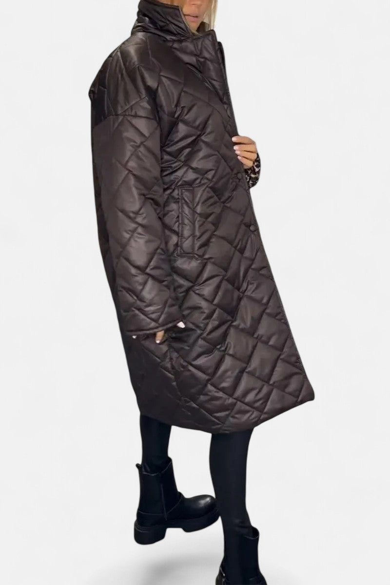 Ofira – Quilted Coat with Leopard Lining