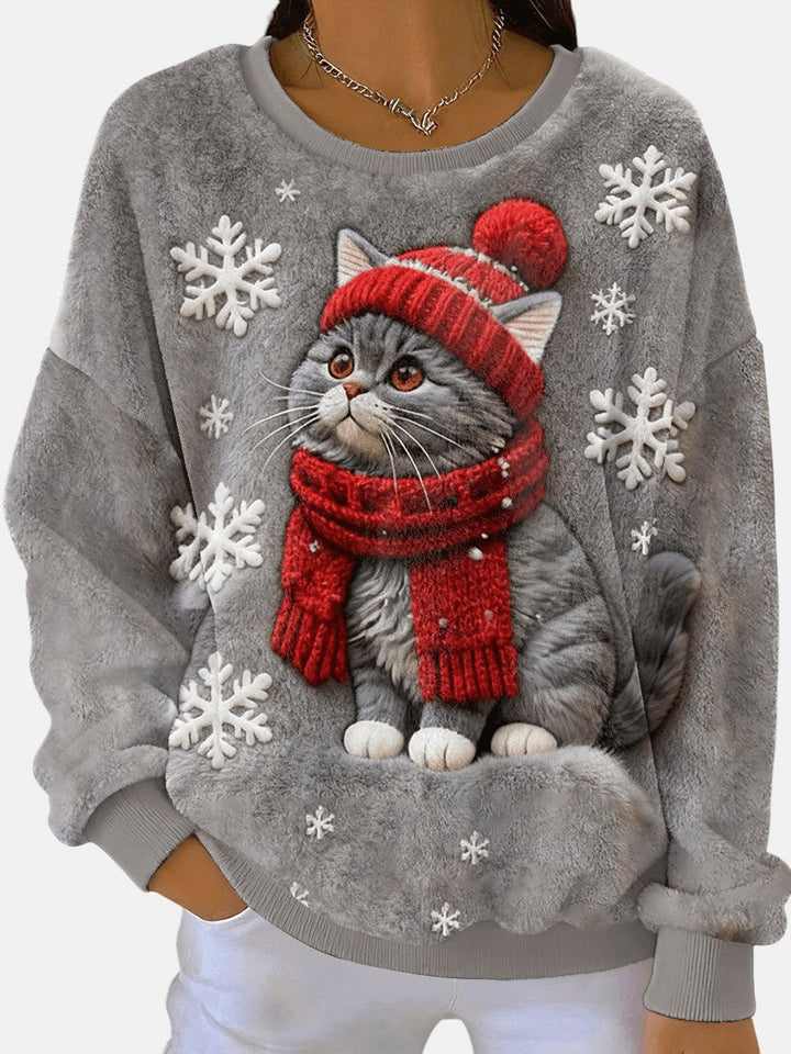 Isla - Christmas Hoodie for Women in Cat Style