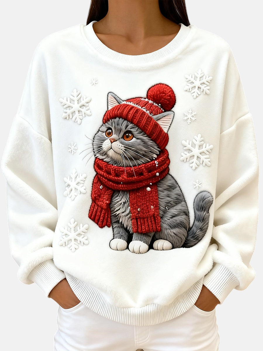 Isla - Christmas Hoodie for Women in Cat Style