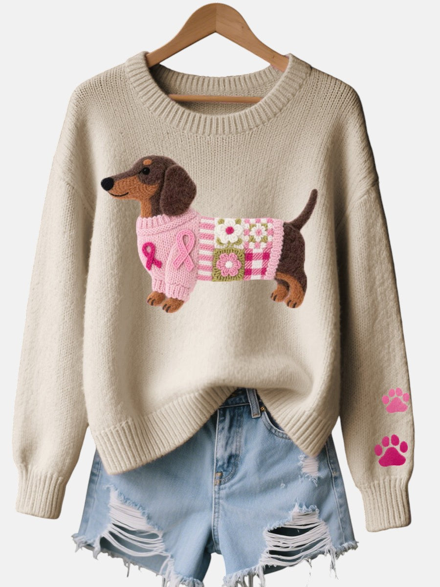 Alba – Knit Sweater with Dachshund Felt Design