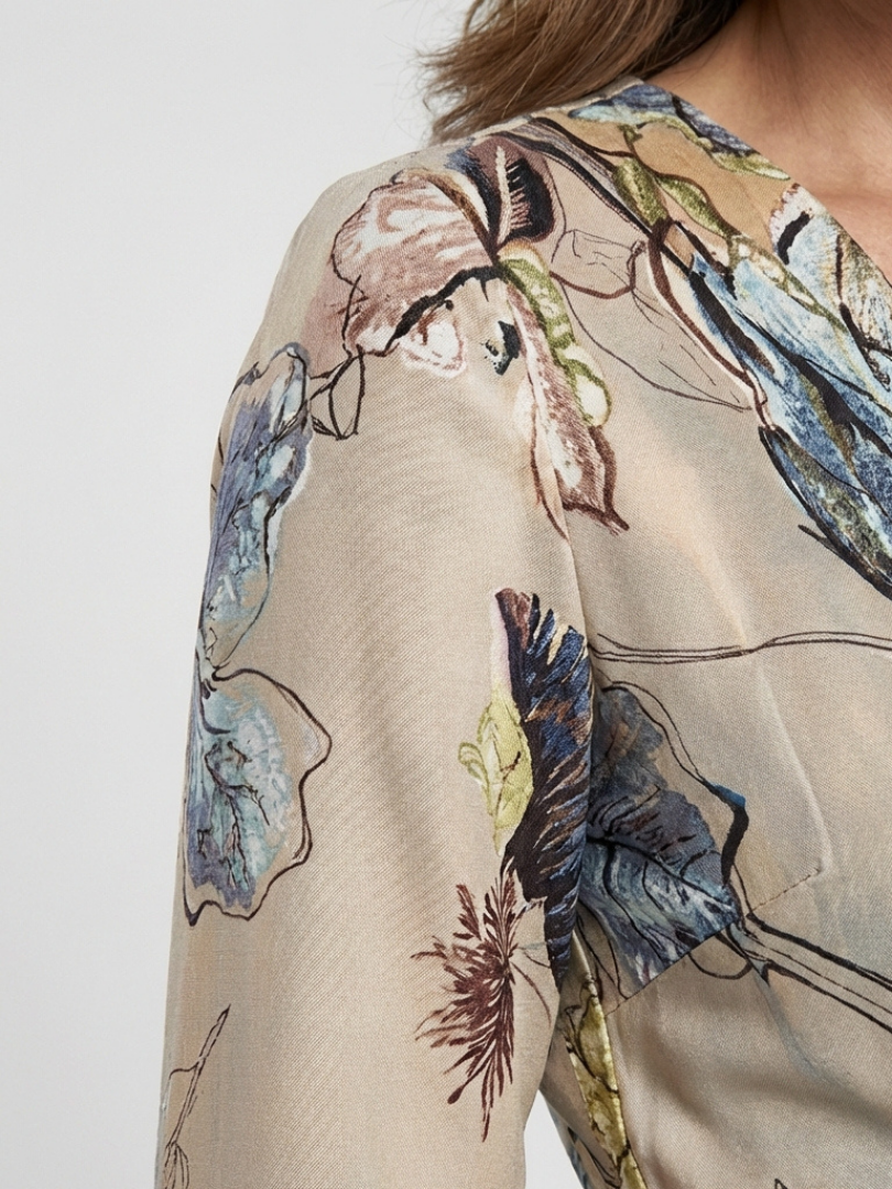 Margaret | Three Quarter Sleeve Floral Maxi Wrap Dress Local Neighbours Sedona