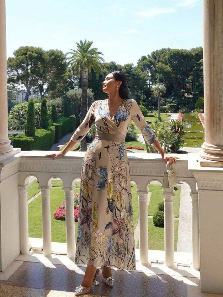 Margaret | Three Quarter Sleeve Floral Maxi Wrap Dress Local Neighbours Sedona