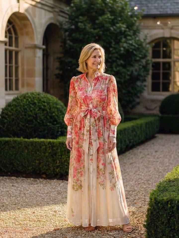 Cressida | Floral Sheer Long Sleeve Maxi Dress Local Neighbours Sedona