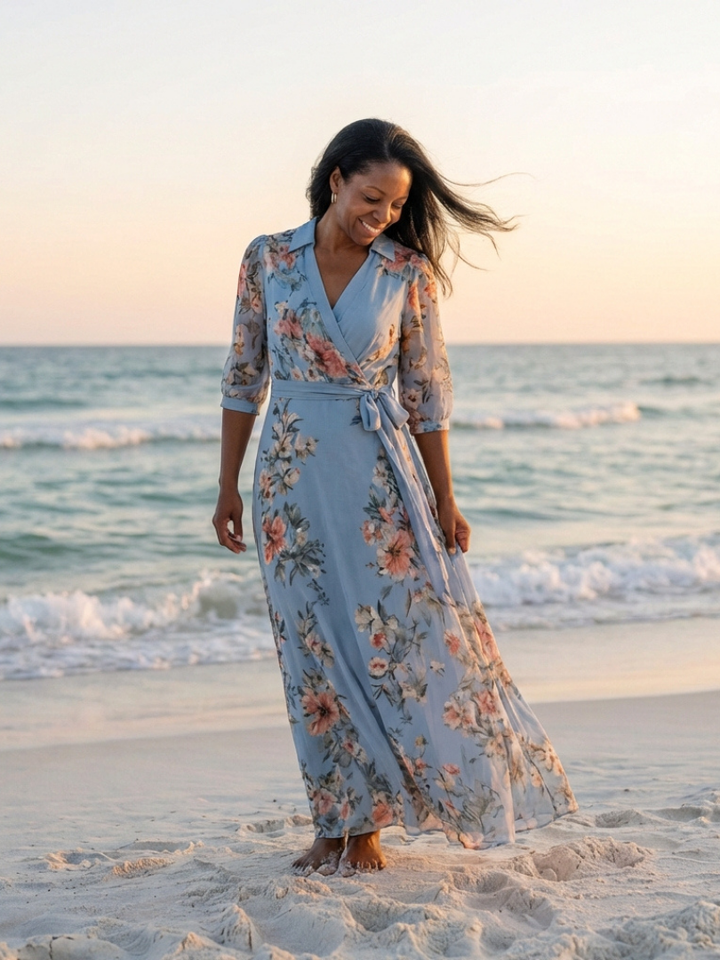 Elowen | Floral Wrap V Neck Maxi Dress Local Neighbours Sedona